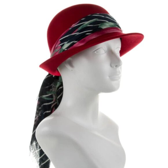 Maison Michel Fedora Hat with Scarf.